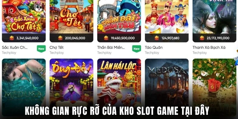 Không gian rực rỡ của kho slot game tại đây