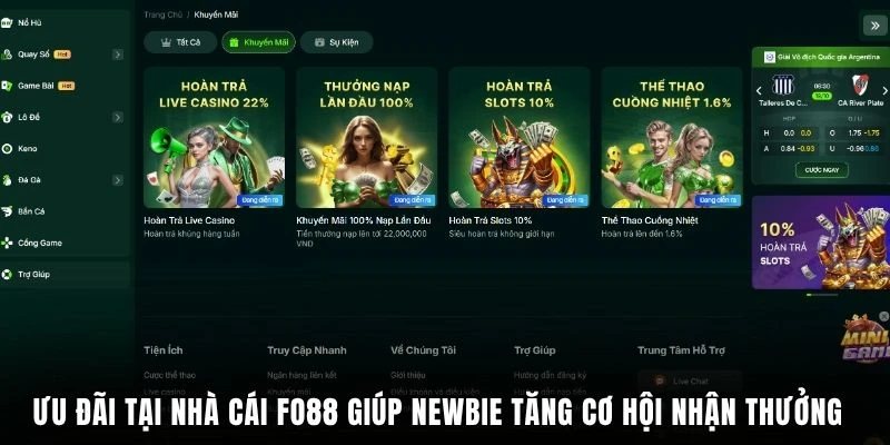 Ưu đãi tại nhà cái FO88 giúp newbie tăng cơ hội nhận thưởng