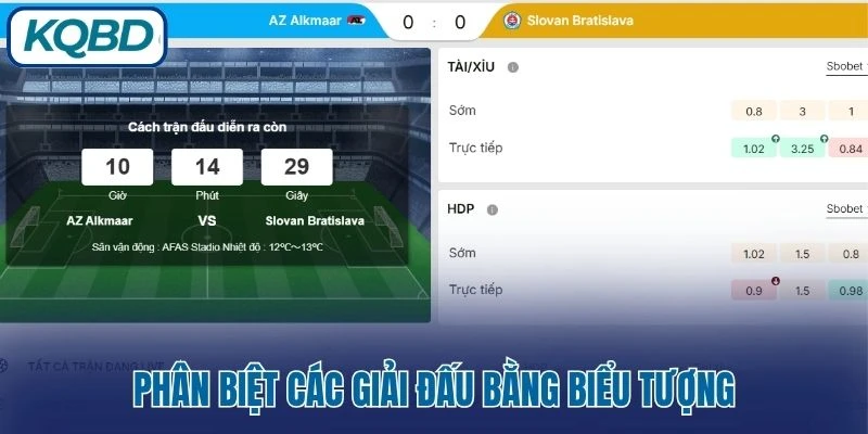 Phân biệt các giải đấu bằng biểu tượng